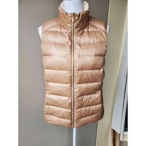 Tommy Bahama Duck Down Puffer Vest Womens Medium Beige Cream Reversible Outdoor